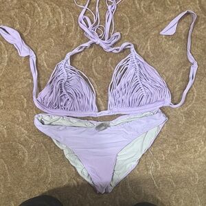 Lavender Fringe Bikini Set